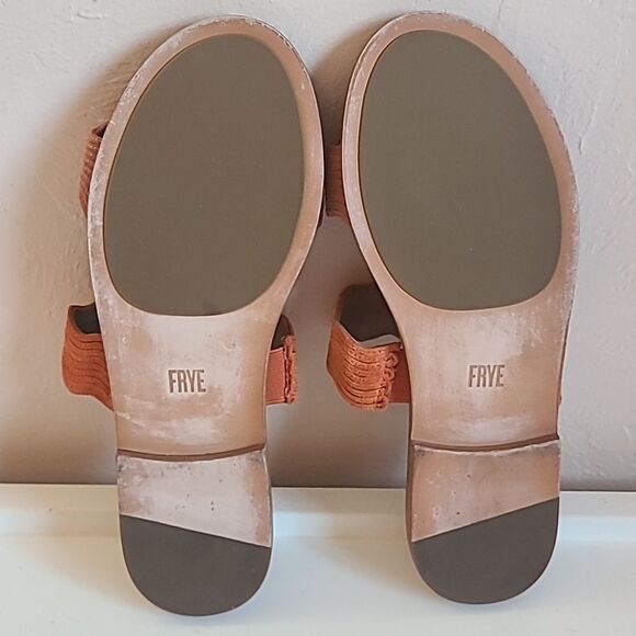 Frye Mira Wave Leather Slide Slip On Two Strap Sandals Pink Orange Size 7.5 - Picture 11 of 14